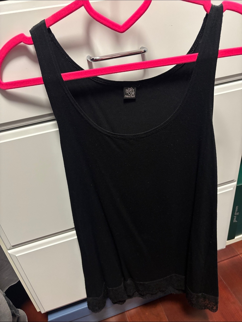 Only Hearts Black Scoop Lace-Hem long Tank